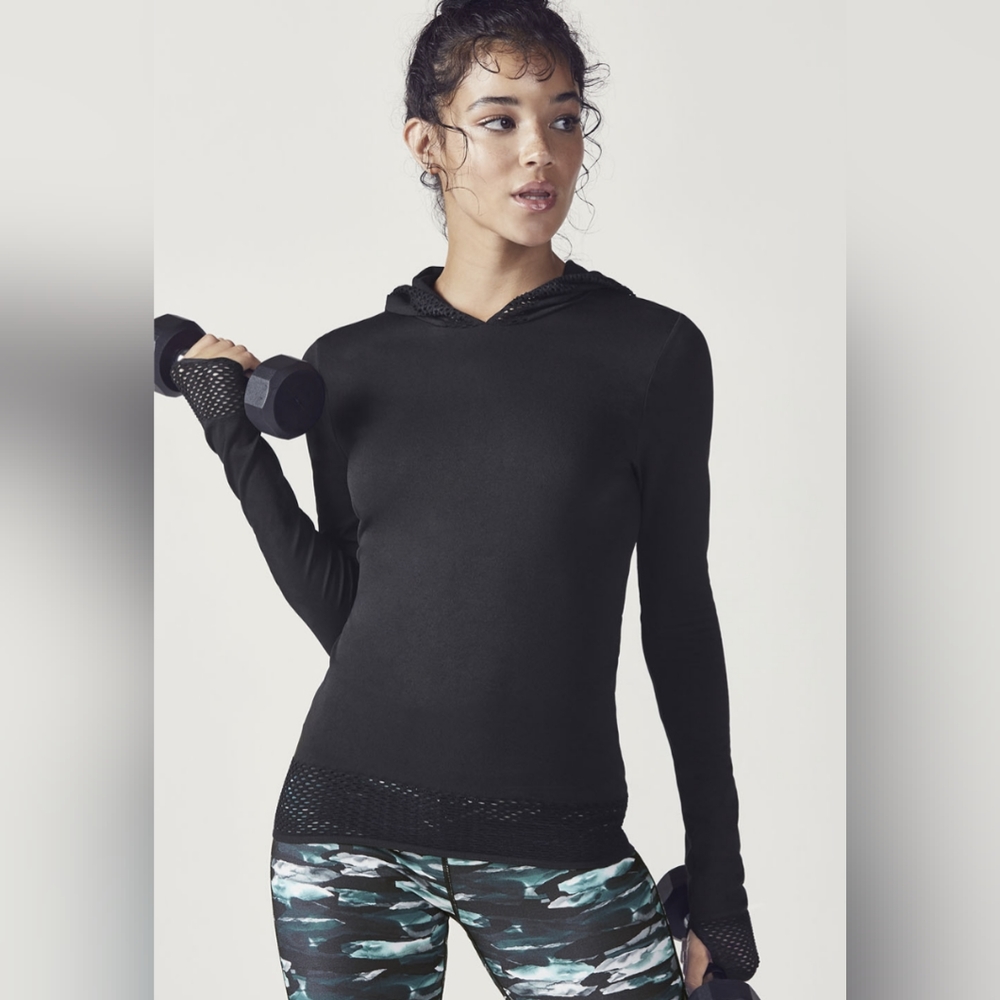 Fabletics Megan Seamless Pullover, Black, Size M